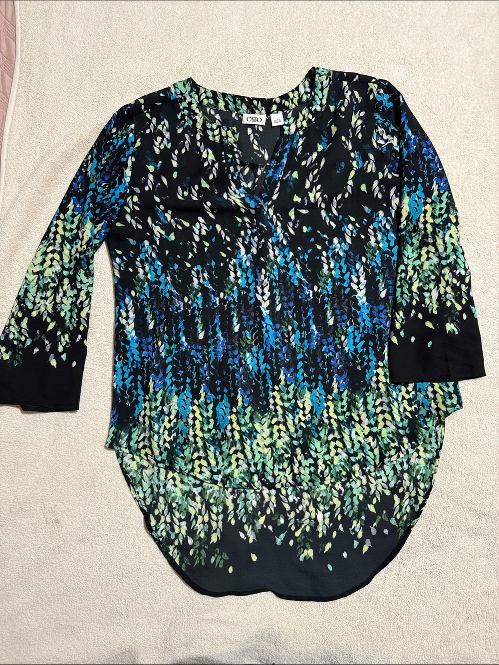 Cato Blue & Green Patterned V-Neck Tunic